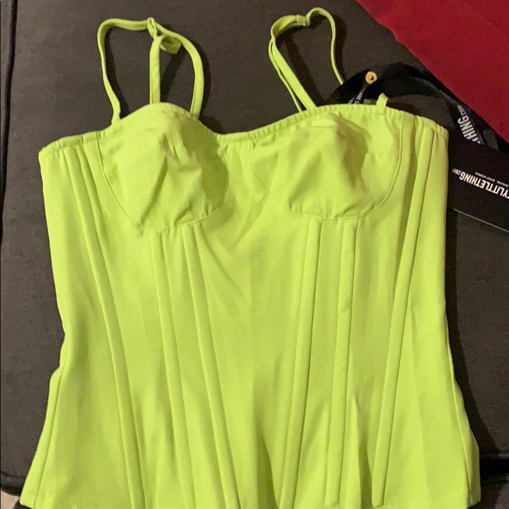 Lime green structured corset top